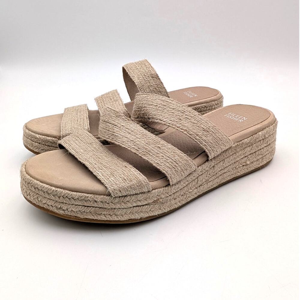 Eileen Fisher Mayla Jute Wedge Espadrille Sandal Women's Natural Sz US10 EU40.5